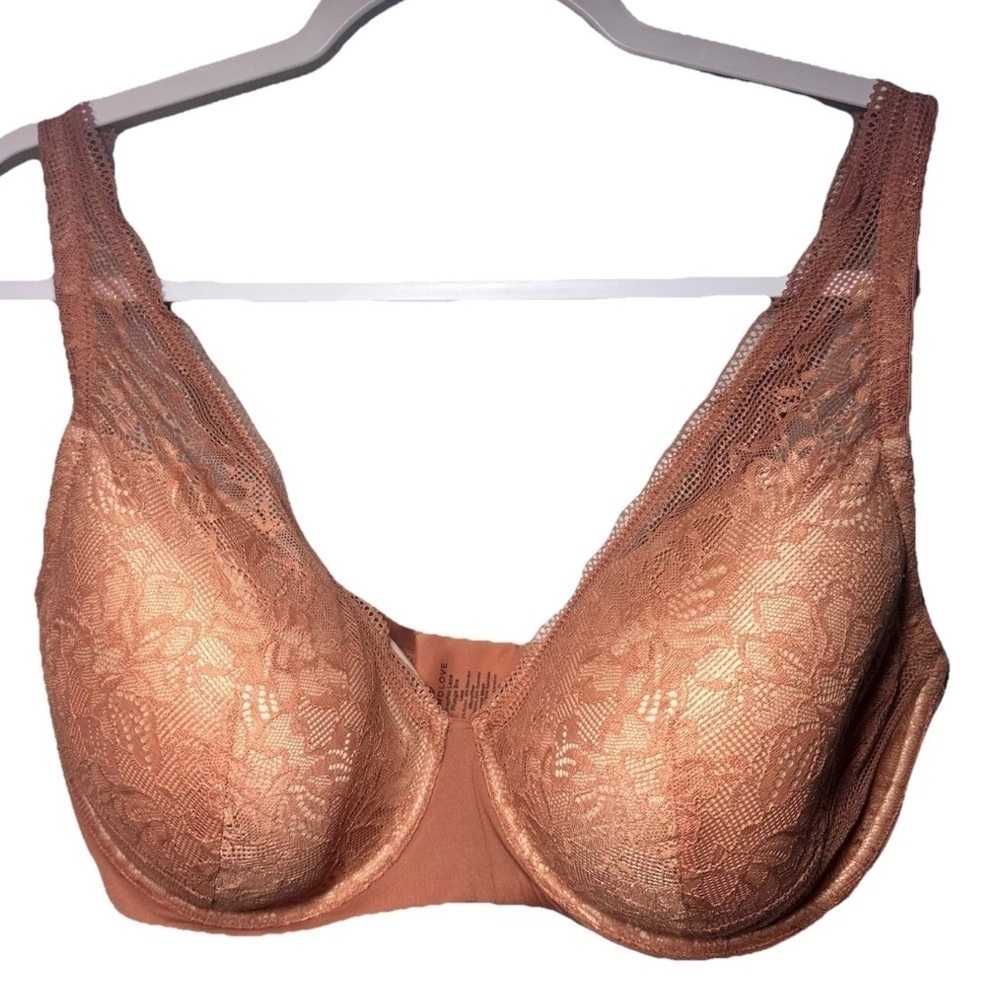 Third Love Bra Size 40E Graphic Lace Plunge Underwire Champagne Sexy Coquette